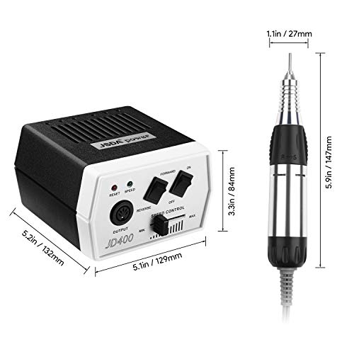 JSDA Torno electrico para uñas profesional,manicuria pedicuria, 30000 RPM + fresa de carburo de tungsteno, potente, silencioso y sin vibraciones, diseñado en Alemania