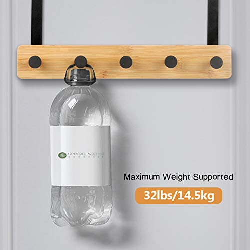 JSVER Perchero para Puerta 5 Ganchos, Colgador para Puertas Bambú Perchero de Puerta de Baño Gancho Puerta Colgador de Ropa para Cocina, Dormitorio, Gabinete, Cajón, etc