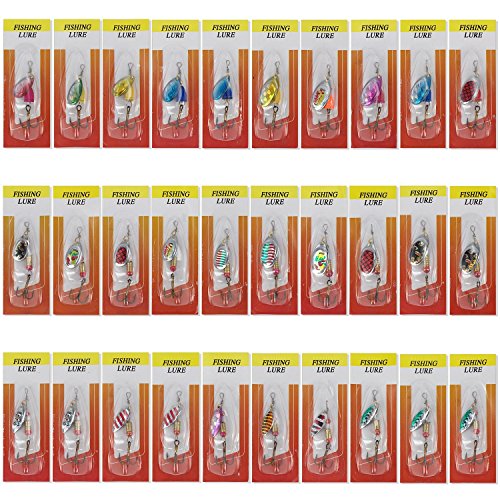 JT-Amigo 30pcs Spinner Set Cucharillas Pesca para Lucio Perca Trucha