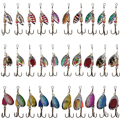 JT-Amigo 30pcs Spinner Set Cucharillas Pesca para Lucio Perca Trucha