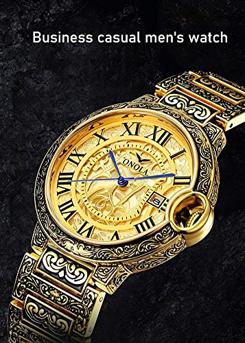 JTTM Reloj Cronógrafo para Hombre Movimiento De Cuarzo Fashion Business Sports Watch 30M Impermeable Elegante Regalo De Los Hombres,Dorado