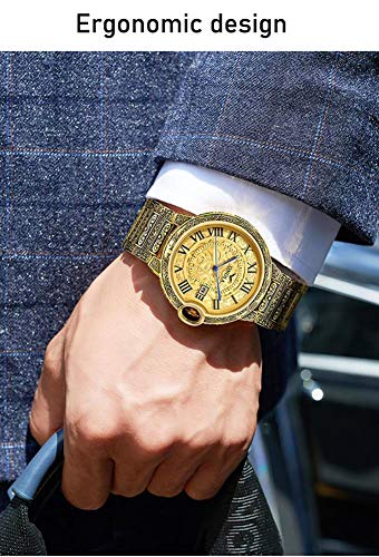 JTTM Reloj Cronógrafo para Hombre Movimiento De Cuarzo Fashion Business Sports Watch 30M Impermeable Elegante Regalo De Los Hombres,Dorado