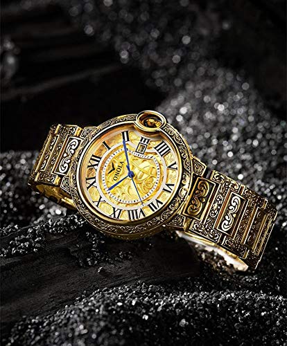 JTTM Reloj Cronógrafo para Hombre Movimiento De Cuarzo Fashion Business Sports Watch 30M Impermeable Elegante Regalo De Los Hombres,Dorado