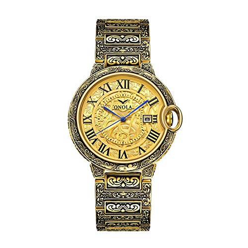 JTTM Reloj Cronógrafo para Hombre Movimiento De Cuarzo Fashion Business Sports Watch 30M Impermeable Elegante Regalo De Los Hombres,Dorado