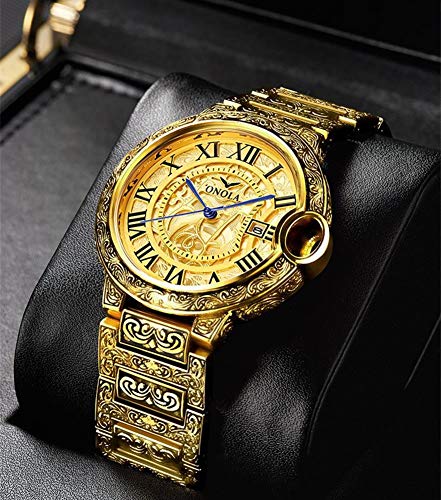 JTTM Reloj Cronógrafo para Hombre Movimiento De Cuarzo Fashion Business Sports Watch 30M Impermeable Elegante Regalo De Los Hombres,Dorado