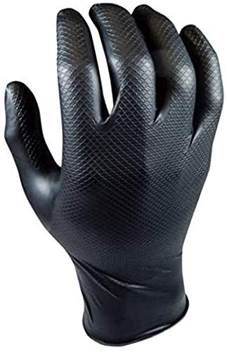 JUBA GUANTES NITRILO TALLA 8 COLOR NEGRO O NARANJA GRIPPAZ - CAJA 10 UDS | GUANTES SIN LATEX DESECHABLES 580NR | Resistentes a químicos | Ambidiestros | Sin Polvo | Escamados