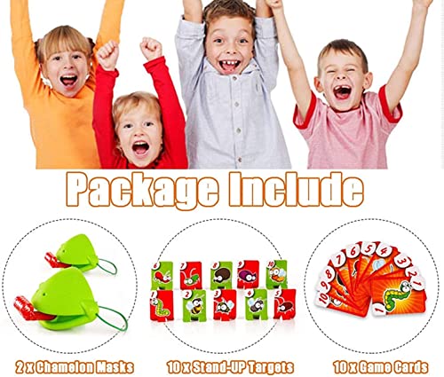 Juego De 4 Piezas De Lengua De Rana para Atrapar Insectos, Cubierta De Rana Que Saca La Lengua Camaleón Codicioso Boca De Lagarto Divertido Juego De Cartas De Juguete
