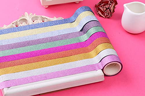 Juego de 60 rollos de cinta washi con purpurina, cintas decorativas para manualidades, planificadores, álbumes de recortes o suministros escolares/fiestas