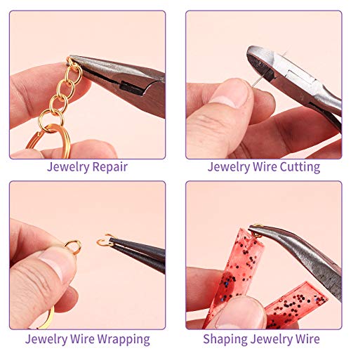 Juego de Alicates para Joyería, Kit de Herramientas para Hacer Joyas, Alicates de Punta Aguja, Alicates de Punta Larga, Alicates de Punta Cadena, Cortador de Alambre, Alicates de Joyería Herramientas
