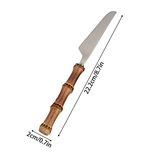 Juego de cubiertos de bambú con mango de bambú, juego de cubiertos, incluye utensilios de cuchillo para uso diario y fiesta, acero inoxidable para 4 juegos, seguro en lavavajillas