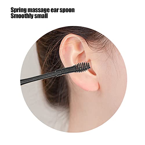 Juego de Limpiador de Cera para Oídos, Cuchara en Espiral para Recoger Orejas, Fácil Y Conveniente con Acero Inoxidable de Alta Calidad para la Mayoría de las Personas para Limpiar la(negro)