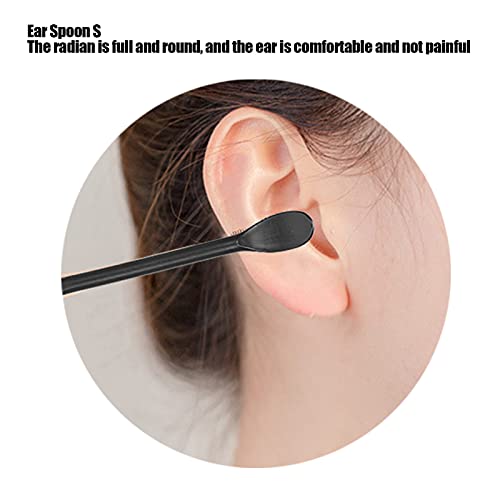 Juego de Limpiador de Cera para Oídos, Cuchara en Espiral para Recoger Orejas, Fácil Y Conveniente con Acero Inoxidable de Alta Calidad para la Mayoría de las Personas para Limpiar la(negro)