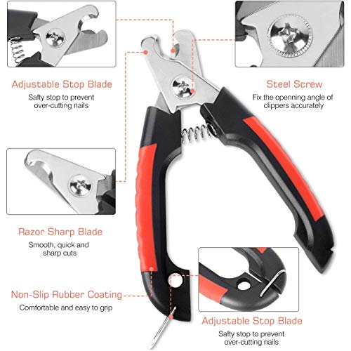 Juego de tijeras de aseo para perros,tijeras peluqueria canina,7 pulgadas acero inoxidable tijeras para el cuidado perro,tijeras de adelgazamiento,peine para quitar nudos,Cortaúñas para mascotas.(9 p)