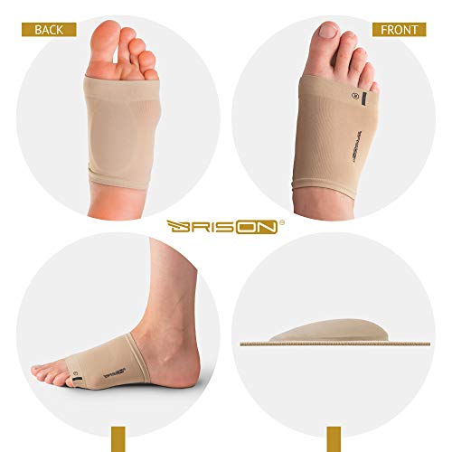 Jugo de soporte de arco - Suave Elástica Reutilizable Gel Cojín Almohadilla Manga de Tela para Pie Plano para Aliviar el Dolor y Eliminar los Espolones de la Fascitis Plantar