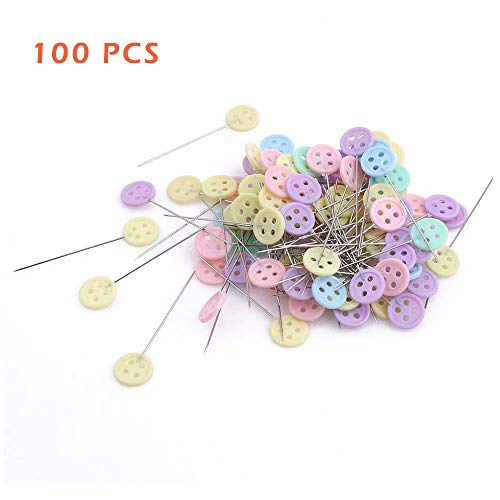 JUHONNZ Alfileres Costura con Cabeza Plana,100 Pcs Agujas Patchwork Colores Alfileres Finos Costura para Acolchado Tejer Coser Manualidades y Accesorios de Costura,con Caja