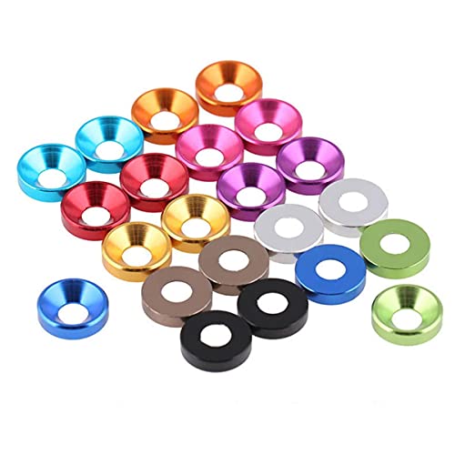 Junta de arandela plana de aluminio de 10 piezas M2 M2.5 M3 M4 M5 M6 Junta de arandela de perno de cabeza avellanada colorida de aluminio anodizado C-M6, naranja