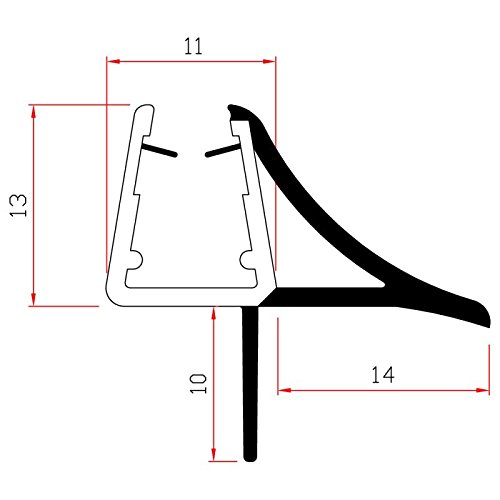 Junta de ducha perfil horizontal de repuesto con tapón suave Gotero | Cristal 6 mm 8 mm EC-10-604 (95)