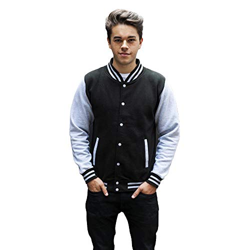 Just Hoods - Chaqueta - cuello mao - Manga Larga - Opaco - para hombre Jet Black/White Talla:extra-large