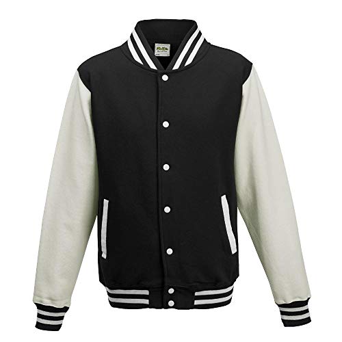 Just Hoods - Chaqueta - cuello mao - Manga Larga - Opaco - para hombre Jet Black/White Talla:extra-large