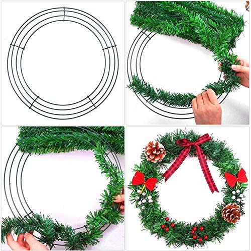 KAHEIGN 4 Piezas Marco De Guirnalda De Alambre, 12 Pulgadas Anillos Para Hacer Guirnaldas De Alambre Para Navidad Año Nuevo Decoración De San Valentín (Verde Oscuro)
