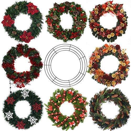 KAHEIGN 4 Piezas Marco De Guirnalda De Alambre, 12 Pulgadas Anillos Para Hacer Guirnaldas De Alambre Para Navidad Año Nuevo Decoración De San Valentín (Verde Oscuro)