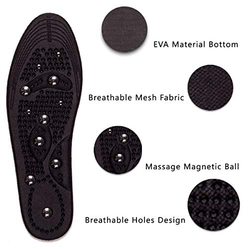 Kalak Plantillas de masaje magnético Puntos de acupuntura Zapatillas de masaje Cojines transpirables Olor de pies Ortesis de calzado ortopédicas (Talla de hombre: EUR 40-46,5)