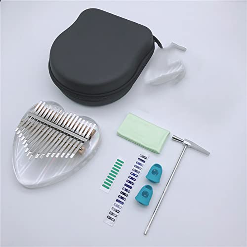 Kalimba Thumb Piano, 17 Teclas de Dedo Piano Transparente acrílico Nota Tallada Starter con Kalimba Case Tune Hammer for el folleto de Estudio Pegatinas