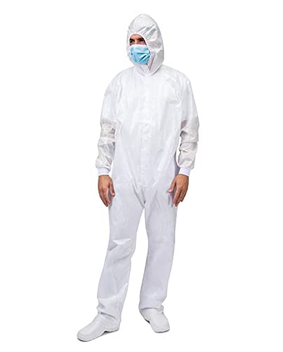 KALLPA Buzo desechable con Capucha, protección química y biológica Tipo 5B/6B. Mono de protección y de Seguridad, Polipropileno plastificado (L)