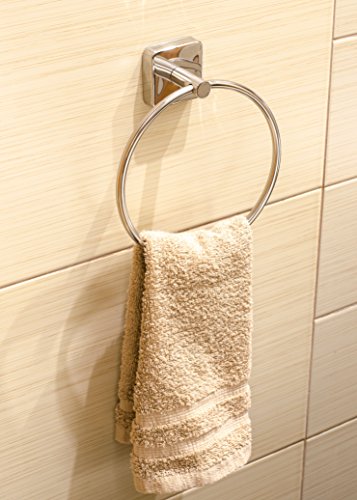 Kapitan Quattro Anillo de Toalla de Baño 17 cm Forma cuadrada 18/10 Acero Inoxidable Autoadhesivo Montado en la Pared, Fabricado en la Europa, 20 Años de Garantía