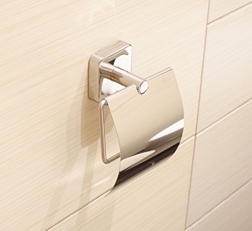 Kapitan Quattro Portarrollos con Tapa Forma cuadrada 18/10 Acero Inoxidable, Autoadhesivo Montado en la pared, Fabricado en Europa, 20 Años de Garantía