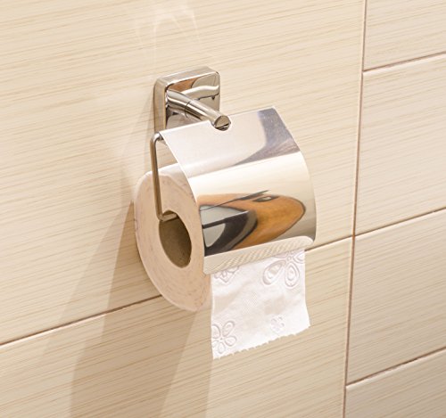 Kapitan Quattro Portarrollos con Tapa Forma cuadrada 18/10 Acero Inoxidable, Autoadhesivo Montado en la pared, Fabricado en Europa, 20 Años de Garantía