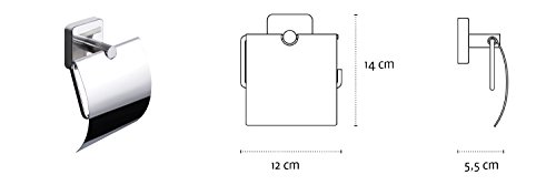 Kapitan Quattro Portarrollos con Tapa Forma cuadrada 18/10 Acero Inoxidable, Autoadhesivo Montado en la pared, Fabricado en Europa, 20 Años de Garantía
