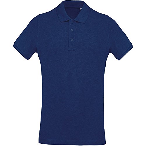 Kariban - Polo de piqué orgánico para hombre Azul Heather azul océano M