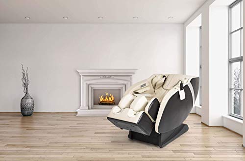 Karma® Sillón de Masaje 2D - Beige (Modelo 2021) - 6 programas de Masaje Profesional, Presoterapia, Termoterapia, Reflexoterapia pies, Gravedad “Cero”, Espacio “Cero”, Sonido Envolvente 3D, Bluetooth