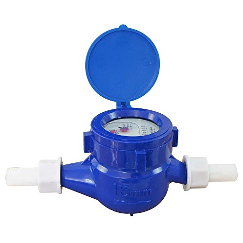 KATSU Medidor de Agua Fría, Medidor de Flujo de Agua Doméstico de Jardín de Plástico ABS de 15 mm, Tipo Húmedo 15180515
