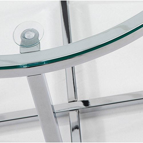 Kave Home - Mesa Auxiliar Divid Transparente Redonda Ø 50 cm de Cristal Templado y Patas de Acero Cromado