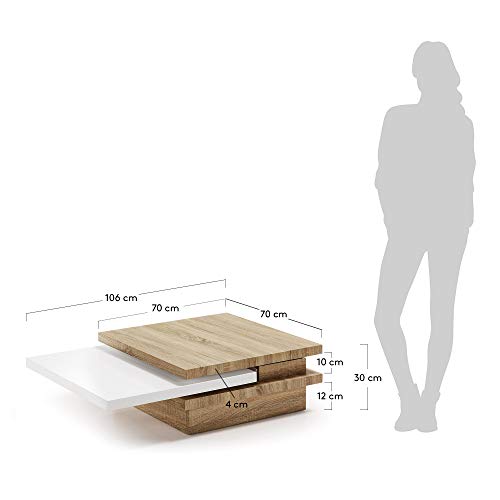 Kave Home - Mesa de Centro Extensible KIU 70 (106) x 70 cm de Madera