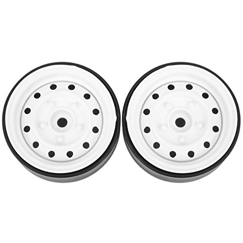 Keenso Buje de Rueda RC, 2 Piezas de Metal RC Buje de Rueda de Oruga Beadlock Buje de Rueda Accesorios de Coche RC 12 Agujeros 1,9 Pulgadas(Blanco)