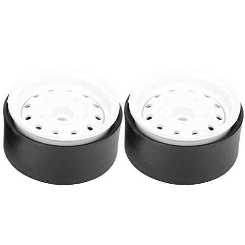Keenso Buje de Rueda RC, 2 Piezas de Metal RC Buje de Rueda de Oruga Beadlock Buje de Rueda Accesorios de Coche RC 12 Agujeros 1,9 Pulgadas(Blanco)