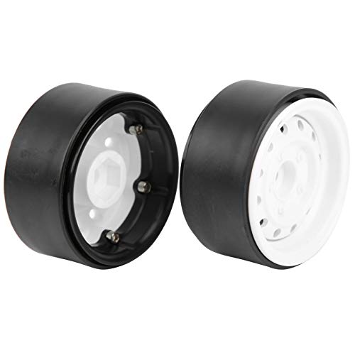 Keenso Buje de Rueda RC, 2 Piezas de Metal RC Buje de Rueda de Oruga Beadlock Buje de Rueda Accesorios de Coche RC 12 Agujeros 1,9 Pulgadas(Blanco)