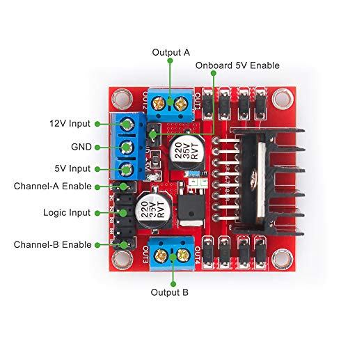 KeeYees L298N Tarjeta de Controlador de Motor Módulo de Control de Motor Paso a Paso Puente Doble H con Motor de CC y Rueda para Inteligente Automóvil Compatible con Arduino