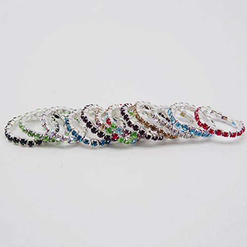 keland Toe rings 12 unids elástico cristalino toe ring color mezclado al por mayor cuerpo pie anillo joyería bolsa (colorful)