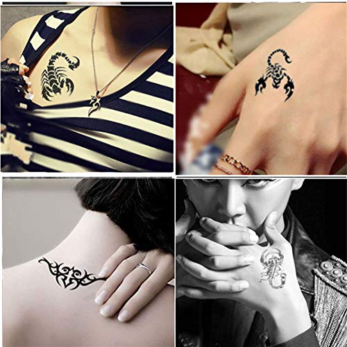 Keleily Tatuajes Temporales Adultos 30 Hojas Tatuajes Falsos Temporales para Brazos, Piernas, Cara, Escorpión, Cabeza de Lobo, Dragón, Cabeza de Calavera, Espada, Tribu