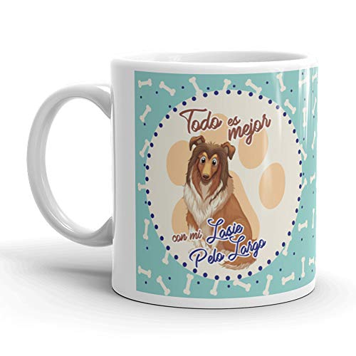 Kembilove Taza de Café de Perro Personalizada de Lasie – Taza de Desayuno Razas de Perro – Taza de Café y Té Mascota – Taza de Cerámica Impresa de Lasie