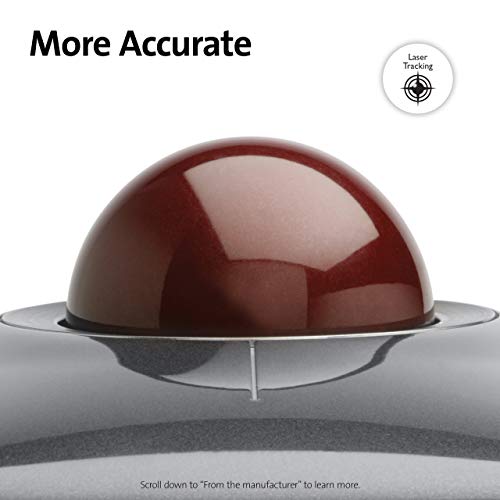 Kensinton K72327EU Ratón SlimBlade, Ratón Ergonómico Compacto con Cable y Trackball, para Mac y Windows, con Anillo de Desplazamiento, Diseño Ambidiestro y Seguimiento Óptico, Rojo