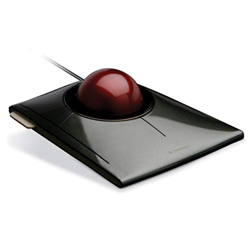 Kensinton K72327EU Ratón SlimBlade, Ratón Ergonómico Compacto con Cable y Trackball, para Mac y Windows, con Anillo de Desplazamiento, Diseño Ambidiestro y Seguimiento Óptico, Rojo