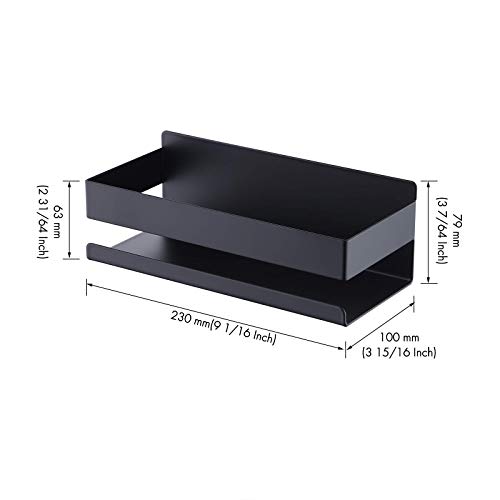 KES Estanteria Ducha Negra Estanteria Baño sin Taladro Estante Pared Almacenaje Balda Acero Inoxidable 23CM, BSC205S23B-BK
