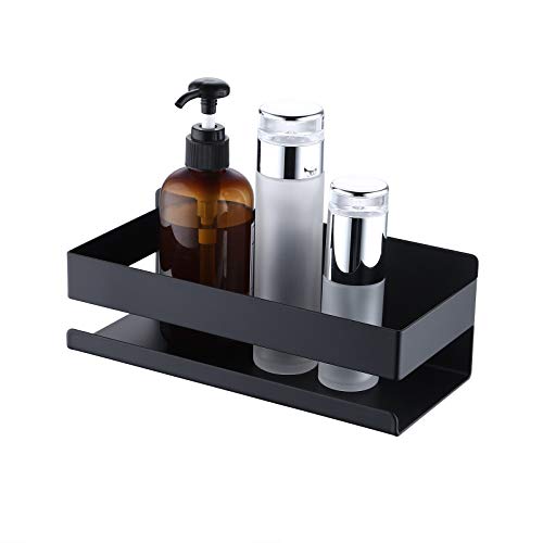 KES Estanteria Ducha Negra Estanteria Baño sin Taladro Estante Pared Almacenaje Balda Acero Inoxidable 23CM, BSC205S23B-BK