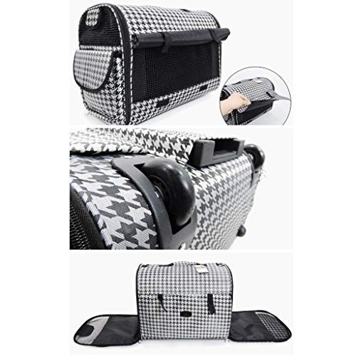KHUY Transportin Gato con Ruedas para 10 Kg, Prima de Trolley-mochilla Perro Animal Doméstico con Ruedas y 2 Puertas Practicables para la Pequeña Mediana Perros y Gatos (Color : Black White)
