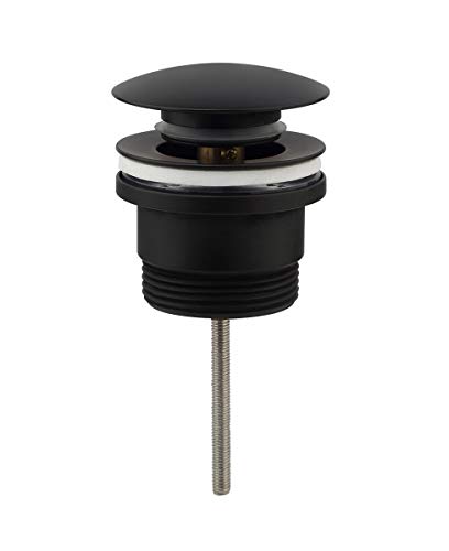 Kibath L173914 Válvula Clic Clac universal Black. Desagüe Push-up de lavabo y bidet, con acabado en negro mate. Tuerca de 1 1/4. Fabricada en latón